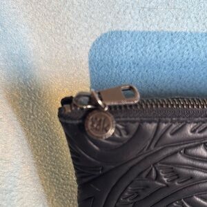 Black Embossed Zipper Pouch